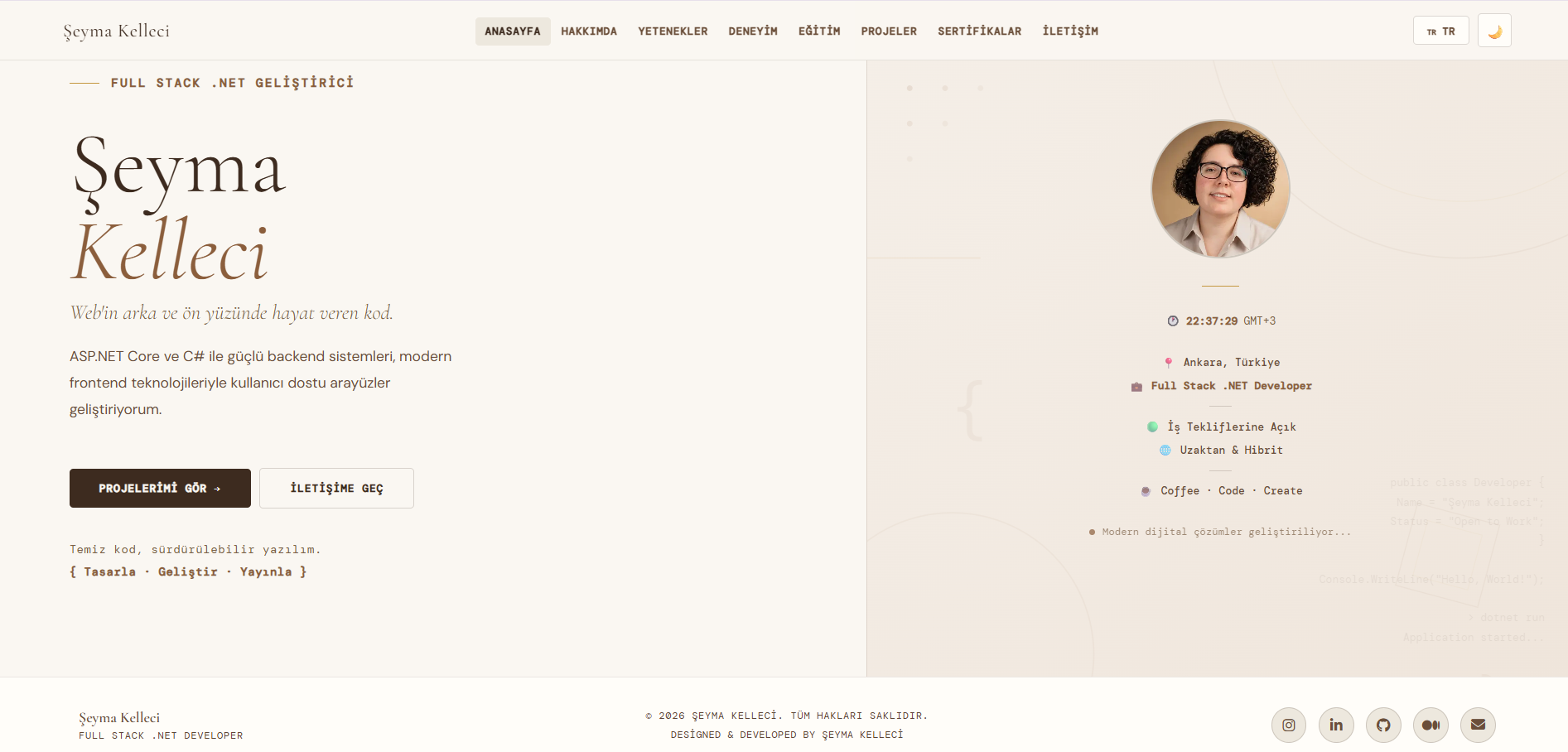 Kişisel Portfolyo Web Sitesi