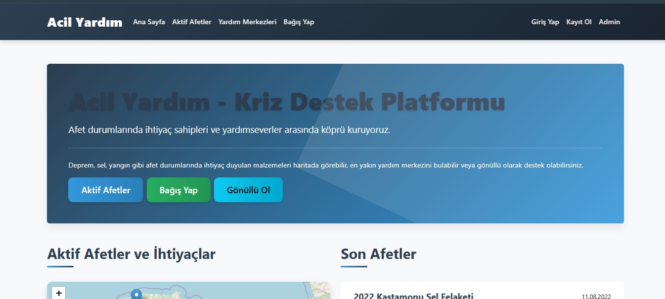 Acil Yardım Mobil Uyumlu Web Uygulaması